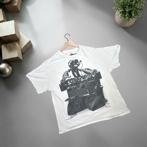 Vintage Popeye DJ Graphic T-Shirt Mad Engine White XL Y2K Skater Streetwear